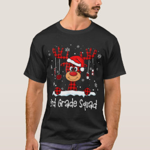 Squad Kariert Rentier Weihnachtsmannmütze Lehrer C T-Shirt