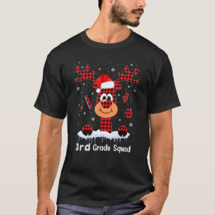 Squad Kariert Rentier Weihnachtsmannmütze Lehrer C T-Shirt
