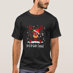 Squad Kariert Rentier Weihnachtsmannmütze Lehrer C T-Shirt