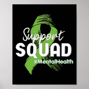 Squad Mental Health Awareness Lime Green Ribbon Poster