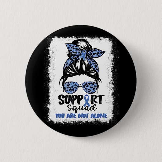Squad Messy Bun Blue Warrior Alopecia Bewusstsein Button (Vorderseite)