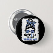 Squad Messy Bun Blue Warrior Alopecia Bewusstsein Button (Vorne & Hinten)