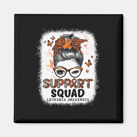 Squad Messy Bun Butterfly Orange Ribbon Leukemia Magnet (Vorne)
