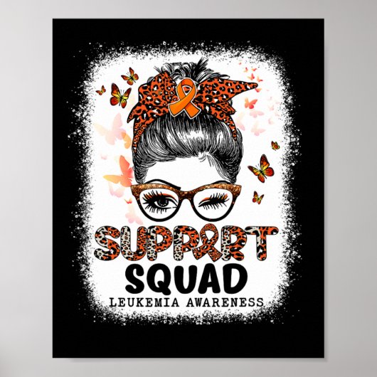 Squad Messy Bun Butterfly Orange Ribbon Leukemia Poster (Vorne)