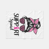 Squad Messy Bun Leopard Pink Breast Cancer Awarene Fleecedecke (Vorderseite (Horizontal))