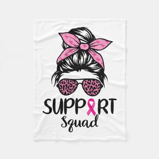 Squad Messy Bun Leopard Pink Breast Cancer Awarene Fleecedecke (Vorderseite)