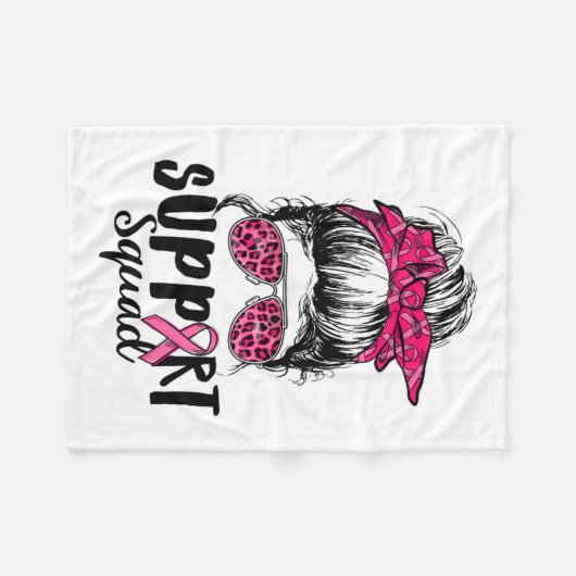 Squad Messy Bun Pink Krieger Brustkrebs Awarene Fleecedecke (Vorderseite (Horizontal))