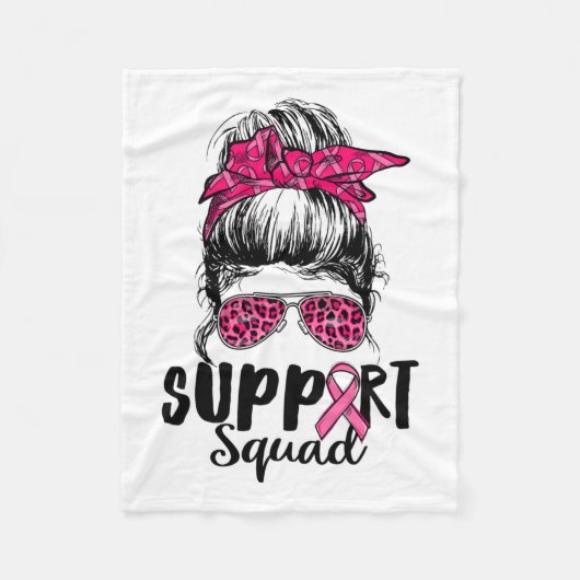 Squad Messy Bun Pink Krieger Brustkrebs Awarene Fleecedecke (Vorderseite)