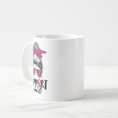 Squad Messy Bun Pink Krieger Brustkrebs Awarene Kaffeetasse (Vorderseite Links)