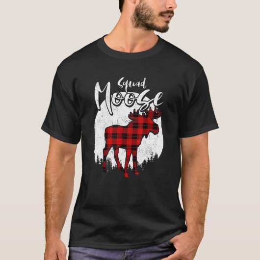 Squad Moose Red Kariert Buffalo Matching Family Pa T-Shirt (Vorderseite)