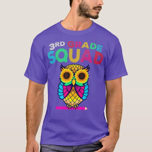 Squad Sunflower Owl Third Grade T-Shirt (Vorderseite)