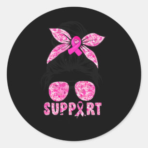 Squad Team Breast Cancer Awareness Warrior Messy B Runder Aufkleber