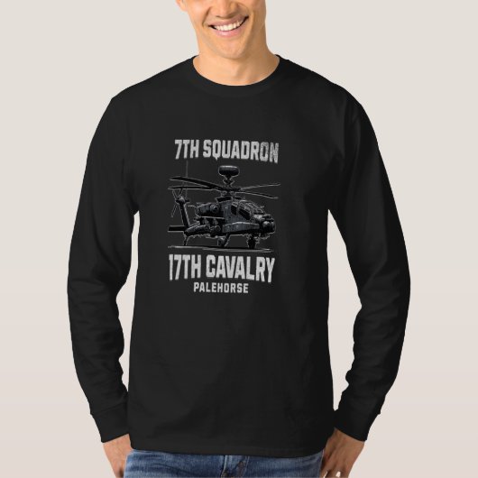 Squadron 17. Kavallerie Apache Hubschrauber Milita T-Shirt (Vorderseite)