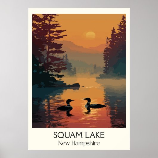 Squam Lake New Hampshire Sonnenuntergang Poster (Vorne)
