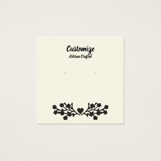 Square 2,5" Ecru/Black Floral Earring Display Card (Vorderseite)