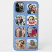 Square 7 Foto Collage Blue Template iPhone Case Hülle (Rückseite)