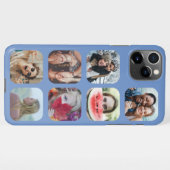 Square 7 Foto Collage Blue Template iPhone Case Hülle (Rückseite (Horizontal))