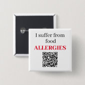 Square Abzeichen - Ich leide an Lebensmittelallerg Button (Vorne & Hinten)
