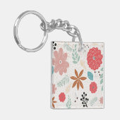 Square Acrylic Floral Schlüsselanhänger (Vorderseite links)
