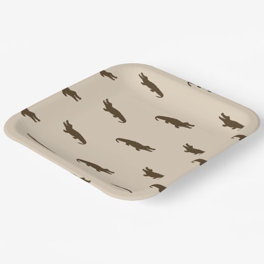 Square Alligator Paper Plates - 9in Pappteller (Gewinkelt)