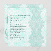 Square Aqua Vintag Damask Einladung Hochzeit (Vorne/Hinten)