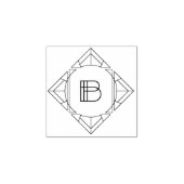 Square Art Deco Letter B Monogram Gummistempel (Prägung)