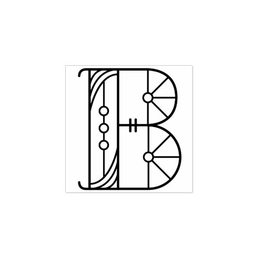 Square Art Deco Letter B Monogram Gummistempel (Prägung)