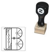 Square Art Deco Letter B Monogram Gummistempel (Stempel)