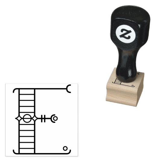 Square Art Deco Letter E Monogram Gummistempel (Stempel)