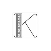 Square Art Deco Letter K Monogram Gummistempel (Prägung)