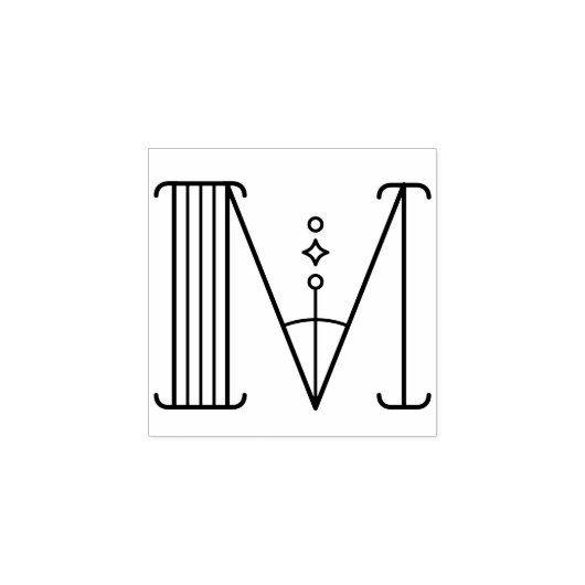 Square Art Deco Letter M Monogram Gummistempel (Prägung)