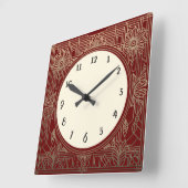 Square Art Deco Uhr in Dunkelrot und Gold (Winkel)