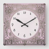 Square Art Deco Uhr Rosa (Vorderseite)