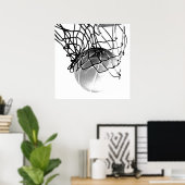Square B&W Basketball Ball & Net Print Poster (Heimbüro)