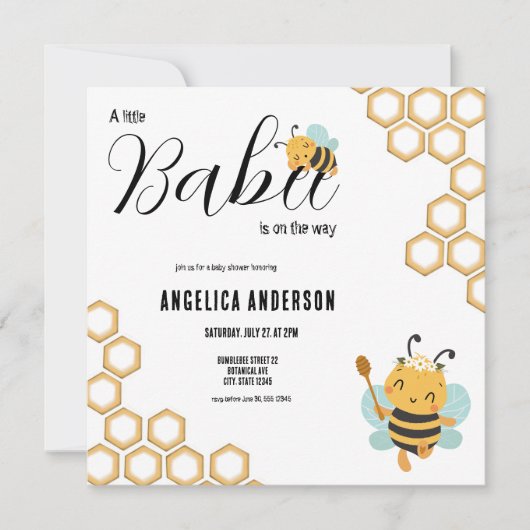 Square Babee auf dem Weg Babydusche Einladung (Vorderseite)