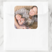 Square Baby's First Christmas Foto Stickers (Tasche)