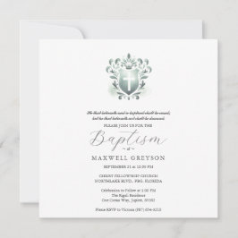 Square Baptism Einladungen Sage Green Wappen