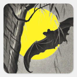 SQUARE-BAT- UND MOONHALLOWEEN-Aufkleber Quadratischer Aufkleber