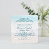 Square Beach Background Wedding Menu Template Menükarte (Stehend Vorderseite)