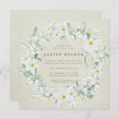 Square Beige + Weißer Blumengarten Osterfeier Einladung (Vorne/Hinten)