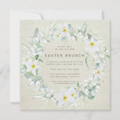 Square Beige + Weißer Blumengarten Osterfeier Einladung (Vorderseite)