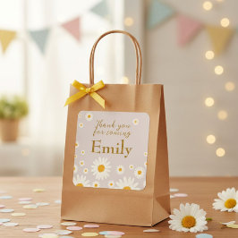 Square birthday labels for Daisy / "Thank you"  Quadratischer Aufkleber