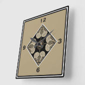 Square Black and Tan Wall Quadratische Wanduhr (Winkel)