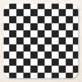 Square Black and White Checkered Coaster Set Rechteckiger Pappuntersetzer (Vorderseite)