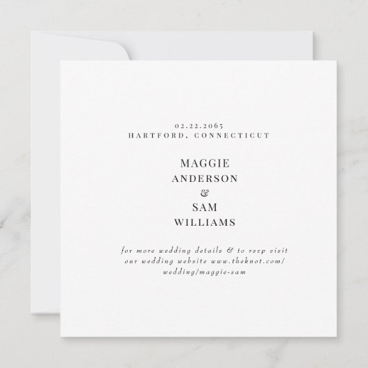 Square Black Damask Wedding Save the Date (Rückseite)