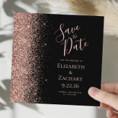 Square Black Rose Gold Save the Date Ankündigung
