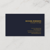 Square Blue Brown Gold Pattern | Luxus Visitenkarte (Rückseite)
