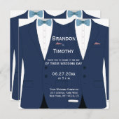 Square Blue Gay Wedding Einladungen (Vorne/Hinten)