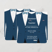 Square Blue Gay Wedding Einladungen (Vorne/Hinten)