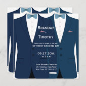 Square Blue Gay Wedding Einladungen (Vorne/Hinten)